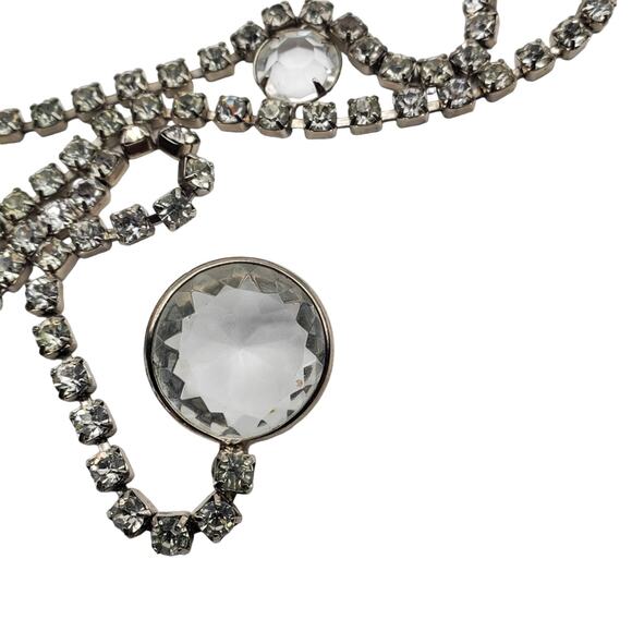 Crystal Rhinestone Belt Silver Tone Prong D&E 38" Skinny Bling Adjustable 1960s - Picture 9 of 12